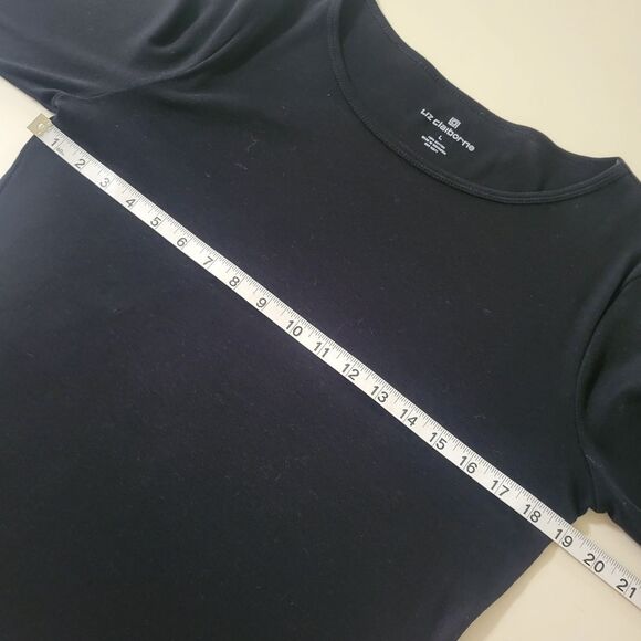 Liz Claiborne Black Cotton Crew Long Sleeve Pullover Top - Picture 5 of 14